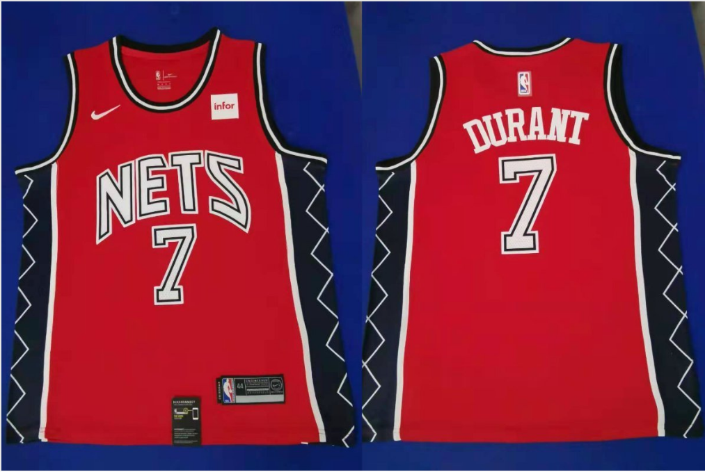 Men's Brooklyn Nets #7 Kevin Durant Red Throwback Stitched NBA Jersey